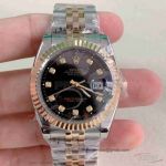 Perfect Replica Rolex Datejust 36mm Watch For Sale - Black Dial Diamond Markers